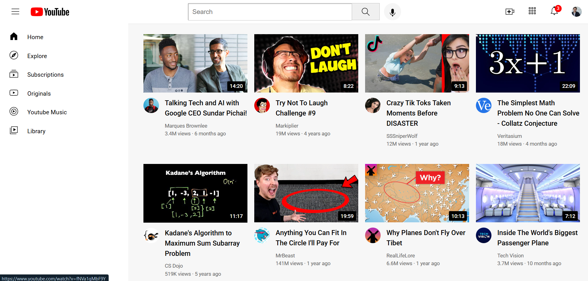 Screenshot of YouTube Clone project